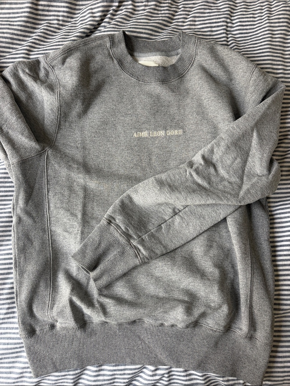 Aimé Leon Dore Gray Logo Crewneck Sweatshirt - Picture 3 of 3